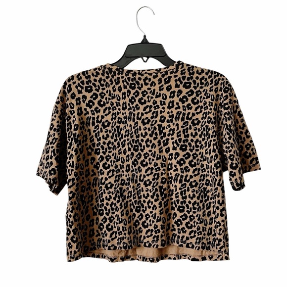 Wild Fable Leopard Print T-Shirt Women's Size S Brown Short Sleeve Boxy Top - Picture 4 of 7